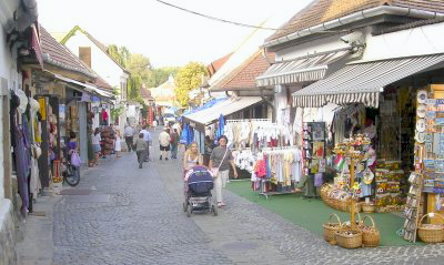 Szentendre street and its shops.